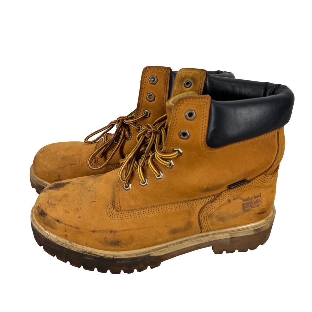 Timberland PRO Mens Direct Attach Steel Toe Waterproof Boots Size 11 Leather Tan
